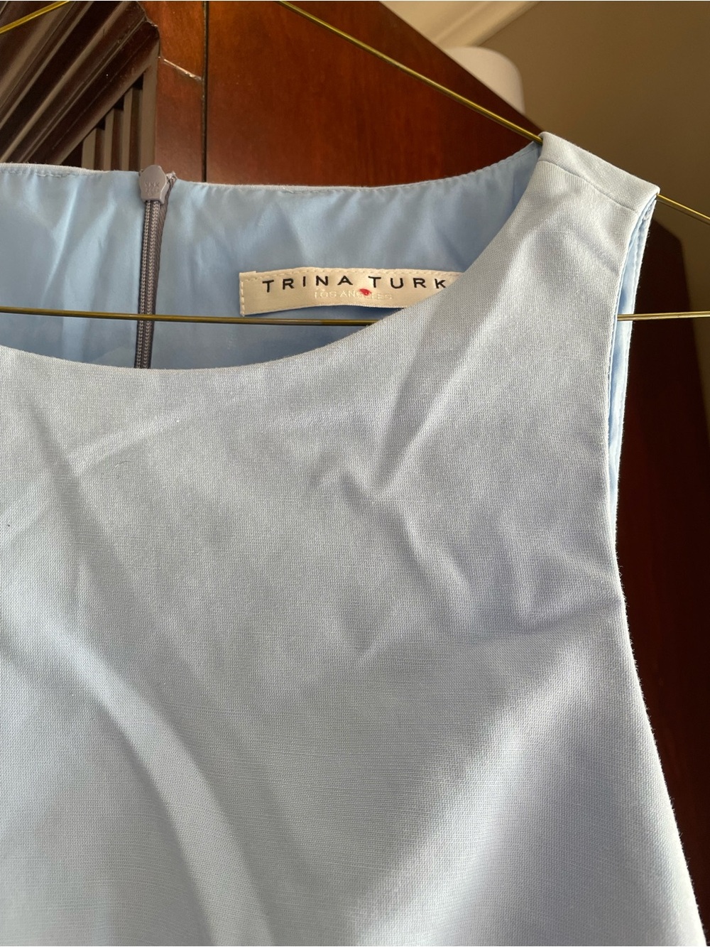 Trina Turk Pale Blue Sleeveless Sheath Dress with no tags. Either size 2 or 0.